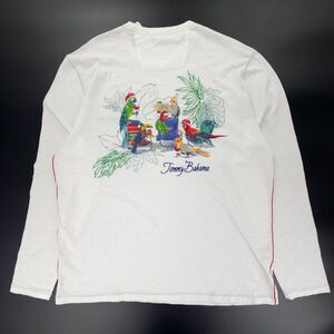 Tommy Bahama White Long Sleeve Tee with Tropical Print